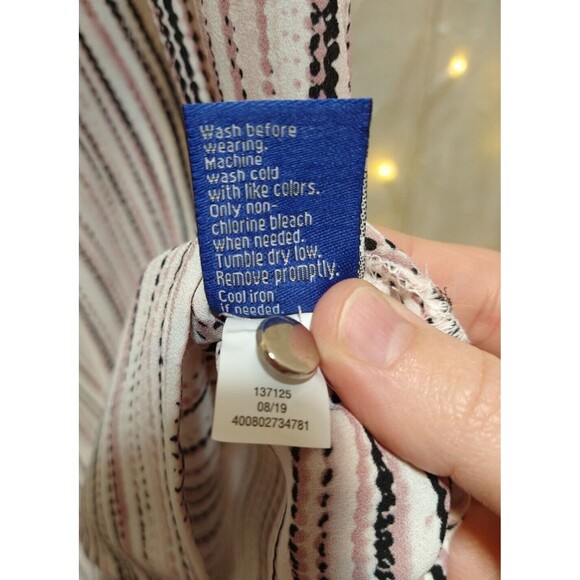 APT.9 WOMANS MEDIUM BLOUSE STRIPED DOTTED SLEEVELESS MOCK CHIC TUNIC RETRO FLOWY - Picture 8 of 12